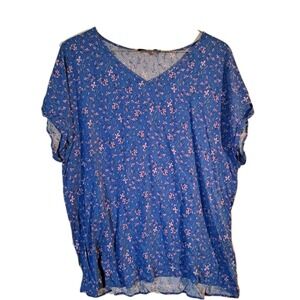 Attention Blouse Womens Floral Xlarge Blue Pink Rayon Spring Easter